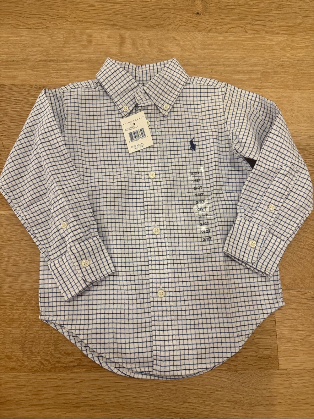 NWT Polo by Ralph Lauren Blue Check Button-Down Shirt for Kids 2/2T